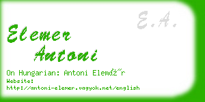 elemer antoni business card